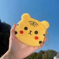 Prix d'usine Porte-monnaie en peluche Tigre Jaune Kawaii, doux et moelleux, motif animal de dessin animé, avec broderie, cadeau pour adolescentes