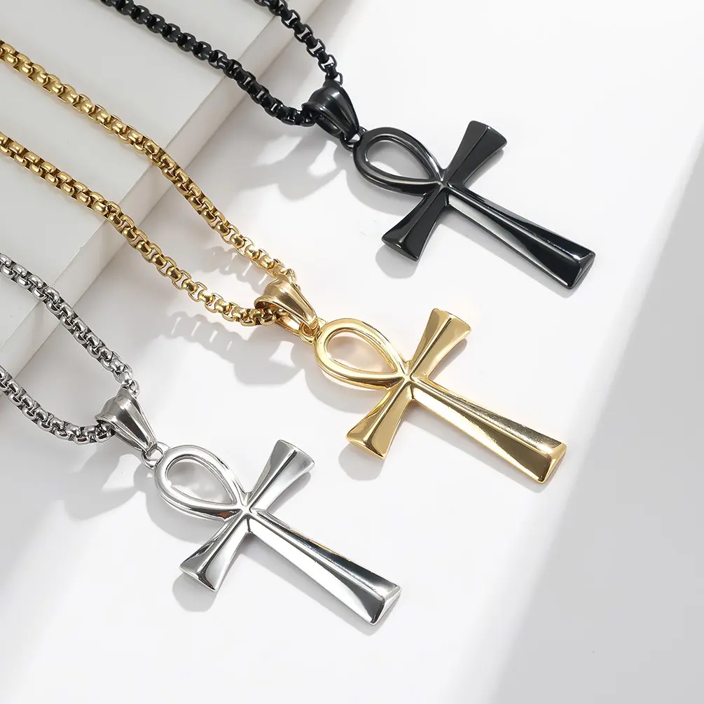 2023 Fashion Silver Gold Necklace Exquisite Stainless Steel Necklace Hot Sale Personality Cross long pendant Necklaces