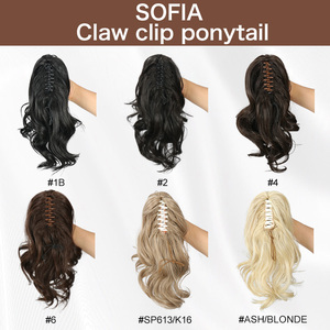 Extensiones de Cabello Sintético con Cola de Caballo Corta y Rizada Negra, con Clip y Cordón, Personalizables con Logotipo, Venta al Por Mayor <span class=keywords><strong>Juliana</strong></span> - Product Image 6
