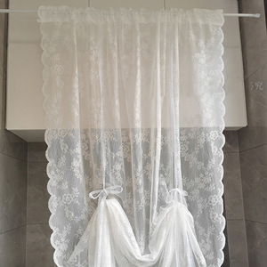 Rideaux en dentelle transparents blancs à motif floral, installation sur tringle, modernes et simples, pour salon, en fibre de polyester, semi-occultants, 40-70 - Product Image 1