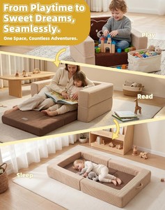 Cuna Portátil de Espuma Suave para Bebé, con Funda Lavable, 3 en 1, Convertible en Sofá Cama de Viaje para Niños Pequeños, para Uso en Viajes y en el Hogar, de Fábrica OEM - Product Image 2