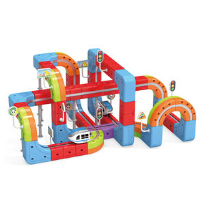 Huanuo 153 pièces Ensemble de blocs de construction magnétiques pour voiture sur rail, jouet éducatif Montessori, <span class=keywords><strong>petit</strong></span> <span class=keywords><strong>train</strong></span> à lévitation électrique, jeu de construction DIY pour enfants - Product Image 2