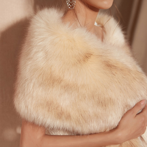 165*28cm Large Faux <b>Fur</b> Long Cape Luxury <b>White</b> Wedding <b>Shawl</b> Winter Neck Warmer Breathable Eco-Friendly Women - Product Image 4