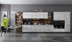 Ensemble de meubles de cuisine modulaires en or blanc luxueux, meubles de cuisine sur mesure - Product Image 2
