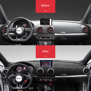 Cubierta de salpicadero en Alcantara para <span class=keywords><strong>Audi</strong></span> <span class=keywords><strong>A3</strong></span> 2016 -<span class=keywords><strong>2019</strong></span> RS3, cojín de sombra, alfombras, accesorios de coche, Kit de tapicería, modificación - Product Image 5