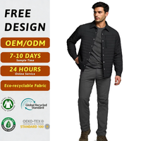Blouson Bomber matelassé coupe-vent pour homme, noir, avec boutons-pression, coutures baffle, poche poitrine zippée, léger et isolé, OEM ODM