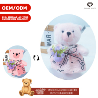 Teddy Bear Teddy ISLAND sous licence mondiale, adorable petite poupée en peluche super douce, avec jupe à fleurs bleues fraîches, style 'Girl Heart'
