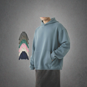 Sweat-shirt à capuche décontracté pour homme Racbo Impex, gris clair uni, brodé sur le devant, coupe oversize, manches raglan, poche kangourou - Product Image 3