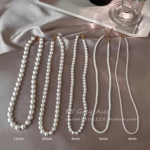 Shijia Pearl Necklace 4mm 6mm 8mm 10mm 12mm Imitation Pearl Clavicle Chain For Women Sweater Chain Daily Wear Jewelry - Product Image 1