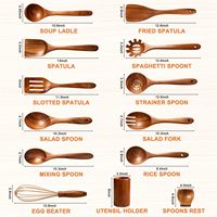 Ensemble d'ustensiles de cuisine en bois de teck de 13 pièces, ustensiles de cuisine en bois, gadgets de cuisine pour la maison, la pâtisserie