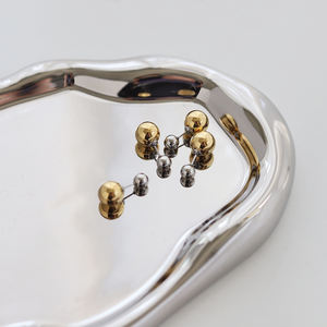 धातु गेंद वापस प्लग बाली संवर्धन बड़े गेंद सोने और चांदी टक्कर रंग स्टेनलेस steelfront और वापस कान स्टड थोक - Product Image 2