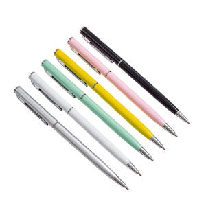 Stylo bille torsadé en métal fin avec logo personnalisé, cadeau promotionnel d'entreprise - Product Image 1