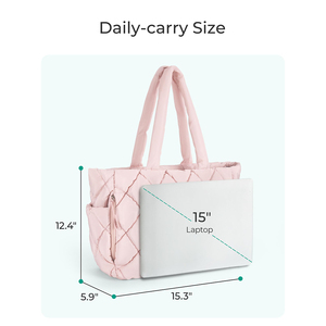 Custom Logo Woman <strong>Bag</strong> Pink Puffy Tote <strong>Bag</strong> Light Weight Laptop Compartments Handle Handbags Travel Beach Zipped Tote Quilted <strong>Bag</strong> - Product Image 2