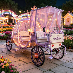 Carruaje Eléctrico de Boda Estilo Cenicienta Blanco con Detalles Dorados, Freno Hidráulico de Pie y Mano, Suspensión de Acero Automotriz con Resorte Especial - Product Image 1