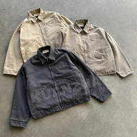 Veste de menuisier en toile personnalisée Fabricant de manteau Baggy de canard lourd en toile Boxy Work Thermal Zipper Vintage Wash pour hommes Fabricant de manteau