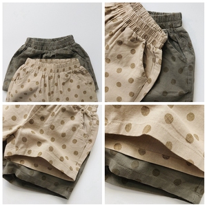 Vêtements d'été de style japonais et coréen, nouveaux shorts basiques à pois pour enfants, shorts respirants en coton tricoté pour garçons et filles - Product Image 2
