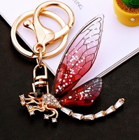 Porte-clés voiture insecte libellule rurale, porte-clés pendentif sac fille mignonne en métal