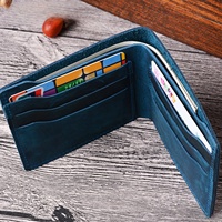 Dompet Kartu Kulit Asli Sapi Crazy Horse Mewah Grosir Pabrik, Unisex, Model Terbuka, Panjang, Tahan Air