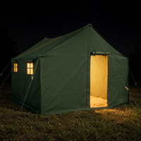 Tente de camping 3x4m en toile robuste pour l'extérieur, imperméable et coupe-vent, pour famille, glamping, safari, avec fenêtres en maille, montage rapide et automatique