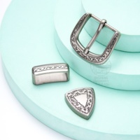 Ensemble de trois boucles de ceinture sculptées - Accessoires de ceinture en alliage de zinc