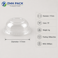 Offre Spéciale – Couvercles en PET transparent de 117 mm pour gobelets, design dôme plat ou motif ours, personnalisables pour café, bubble tea et boissons froides
