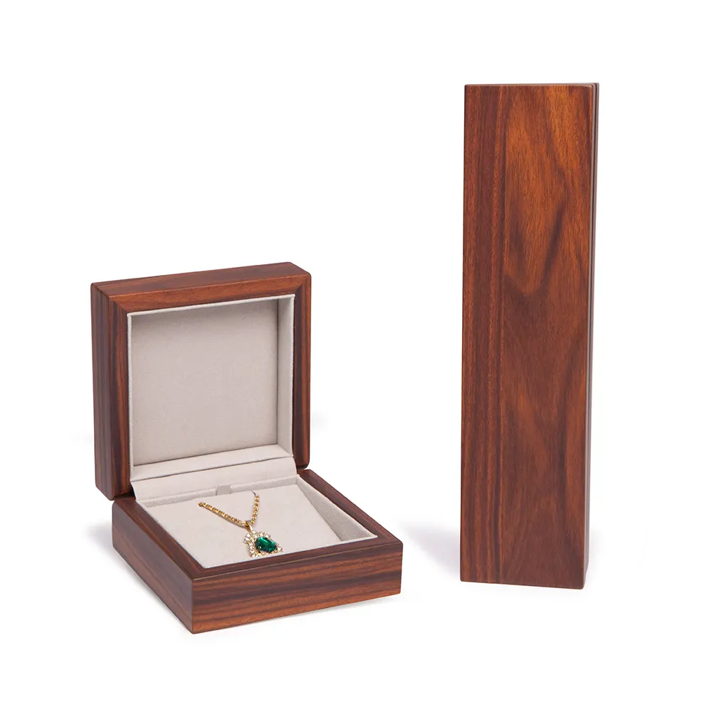 Изготовленный на заказ роскошный подарочный набор кольца ювелирные изделия упаковочные коробки изготовленный на заказ логотип деревянное ожерелье чехол для драгоценностей