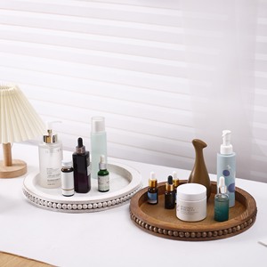 Wooden Round <b>Tray</b> Natural Wood Color Varnished Multifunction <b>Storage</b> <b>Tray</b> For Home Living Room Coffee Table Fruit Plate - Product Image 1