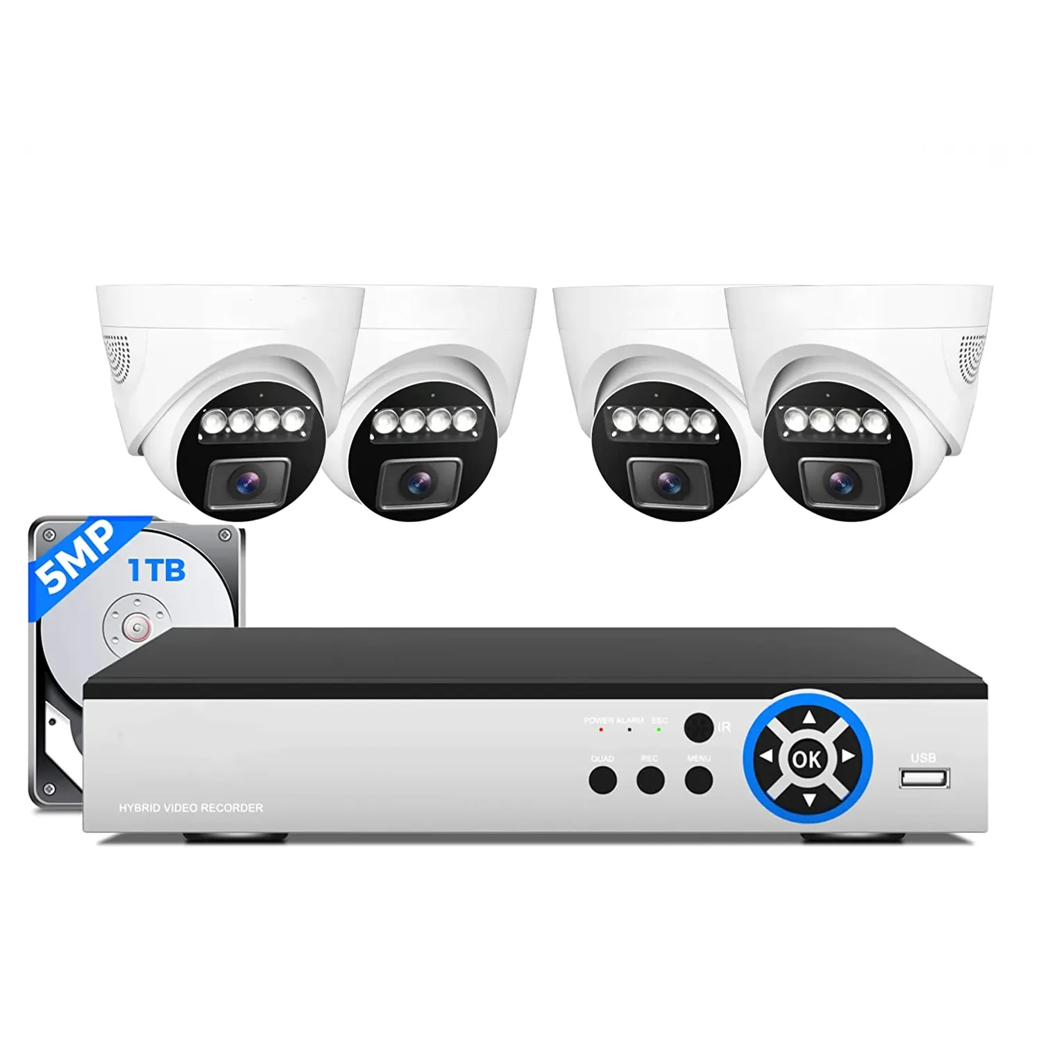 Security AHD DVR Kit 4 channel Dome Indoor Night Vision Security Cameras 5MP HD video surveillance system