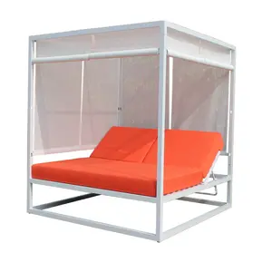 Promocional barato al aire libre Hotel Resort Villa playa Doble sillón jardín piscina aluminio tumbona cama Patio Daybed