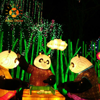 Chinesischer Panda Animal Ailk Stoff Licht laternen Festival im Freien