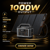 Station d'alimentation portable au lithium-ion 1000W avec kit de panneaux solaires MPPT