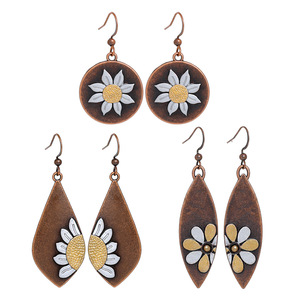 Boucles d'oreilles pendantes en alliage de cuivre plaqué bronze antique, style vintage pour femmes - Product Image 5