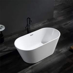 Moderna Bañera Ovalada de Acrílico con Grifo, Escurridor de Tela Estilo <span class=keywords><strong>Hamaca</strong></span>, Bañera Independiente para Uso en Baños Interiores de Hoteles y Villas - Product Image 4