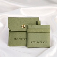 Pochette à bijoux en microfibre avec insert rembourré, sac de luxe pour colliers et boucles d'oreilles, sac d'emballage personnalisé pour bijoux avec insert