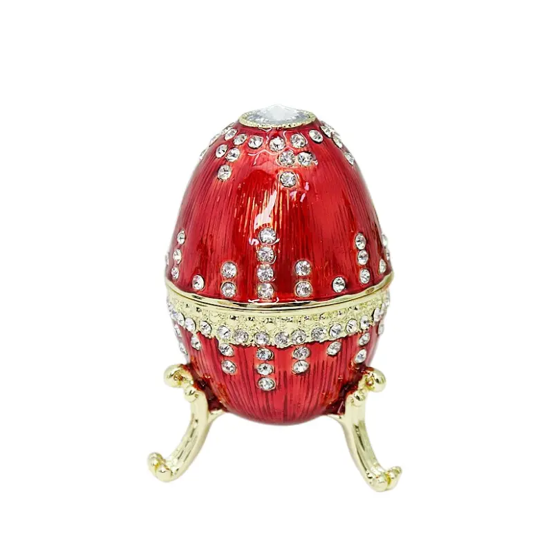 Venta caliente al por mayor Jeweled Baratijas Cajas de joyería de baratija de huevo de Faberge ruso