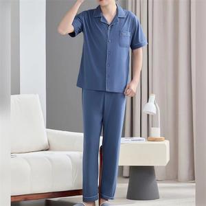 Nuovi abiti <span class=keywords><strong>estivi</strong></span> <span class=keywords><strong>da</strong></span> <span class=keywords><strong>uomo</strong></span> Casual per la casa all'aperto in cotone traspirante intrecciato a maniche corte Set di <span class=keywords><strong>pigiami</strong></span> con risvolto con motivo cartone animato - Product Image 5