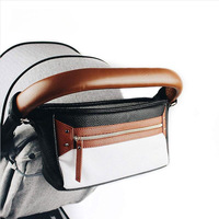 Sac suspendu en cuir PU de grande capacité avec logo personnalisé Organisateur de poussette universel simple et confortable multifonctionnel pour poussette de bébé