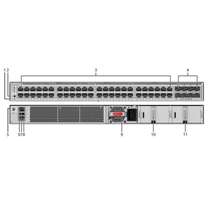 Commutateur Ethernet S5755-S48P8Y 98012716 avec 48 ports 10/100/1000 BASE-T (PoE+) et 8 ports 25GE SFP28, 48 ports au total - Product Image 1