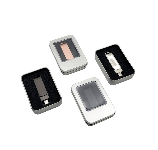 Custom Logo Business Gift Metal OTG Type C 360 Degree Rotating USB Flash Drive Usb Device OTG Pen Drive Memory Stick