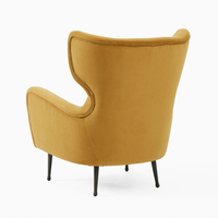 Canapés italiens en tissu au design du milieu du siècle avec cadre en bois massif chaise longue à oreilles avec pieds mentaux