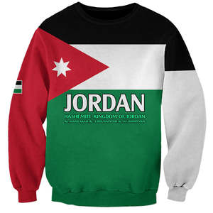 Venta al por mayor Hachemita <span class=keywords><strong>JOR</strong></span> Impresión completa Bandera Patrón gráfico O-cuello Manga larga Casual ODM Custom100 % Poliéster Jersey de hombre - Product Image 4