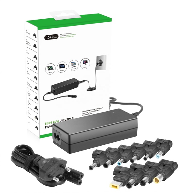 HKY Factory Price Wholesale 18.5V 19V 19.5V 20V 90W Universal Laptop Power Adapter with Multi Dc Connectors CE FCC RoHS