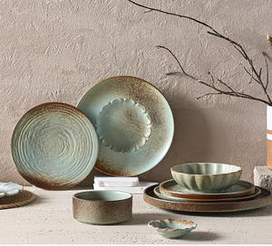 Vintage Kiln Changed Blue Ceramic Dinnerware Sets Serving Dishes Platter Fine Dining Restaurant Porcelain Dinner Plate - Product Image 3