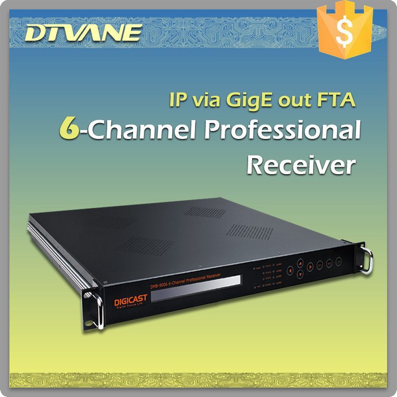 (DMB-9006) profesional receptor de satélite Digital con 6 sintonizador y 2 ASI in 2 ASI y GigE Multi canal TLC IRD