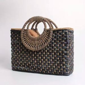 Bolso de Playa Hecho a Mano, Cuadrado, Color Negro, Gran Capacidad, con Asa Redonda - Product Image 6