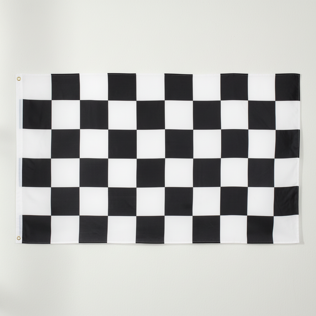 Custom Banner 3x5FT Grommets Black and White Racing Race Car Speedway Checked Flag