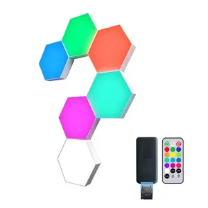 ドロップシッピングスマート照明ゲームルームセットアップタッチセンシティブIR制御RGBモジュラー六角ブラケットライトナイトライト