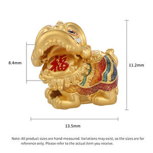 Bite-type glitter lion-shaped beaded for <b>bracelet</b> 1.1g <b>24k</b> solid <b>gold</b> high-end jewelry accessories - Product Image 4