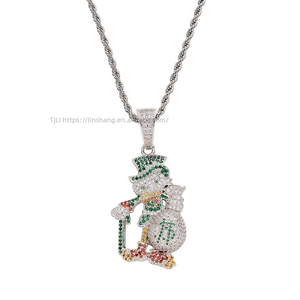 Colgante de bastón y bolsa de dinero para caballero, Collar de cobre con circonitas cúbicas estilo hip hop de dibujos animados, Cadena con dije de hombre rico con incrustaciones de circonitas - Product Image 4