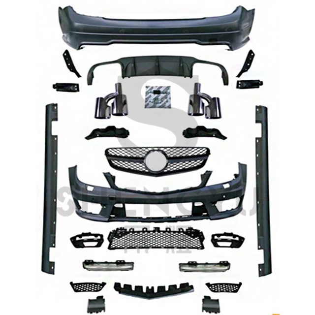 Car Accessories for Benz W204 to C63 AMG Body Kit Include Bumpers Grille Side Skirts Hood Auto Lamps Exhaust Pipes